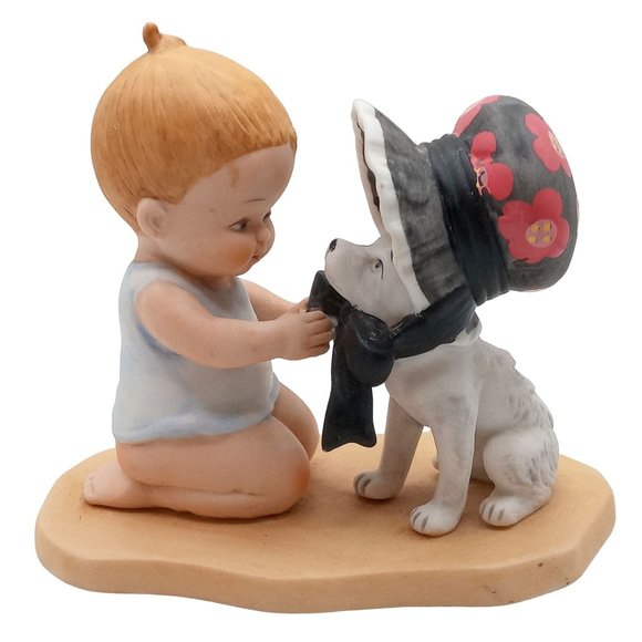 Dog Gone It A Bonnet Figurine Old Heirloom Tradition Vintage Puppy Child - Picture 1 of 11